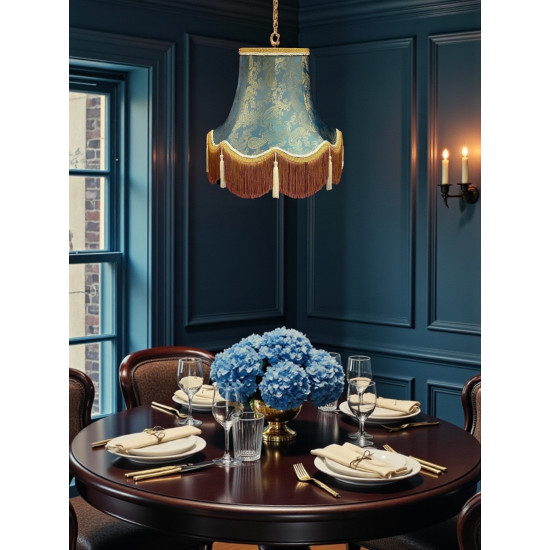 Paisley Jacquard Aqua Blue and Cream Lampshade