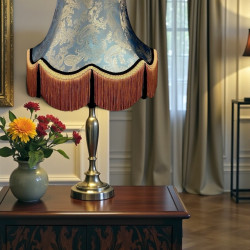 Paisley Jacquard Aqua Blue and Black Lampshade