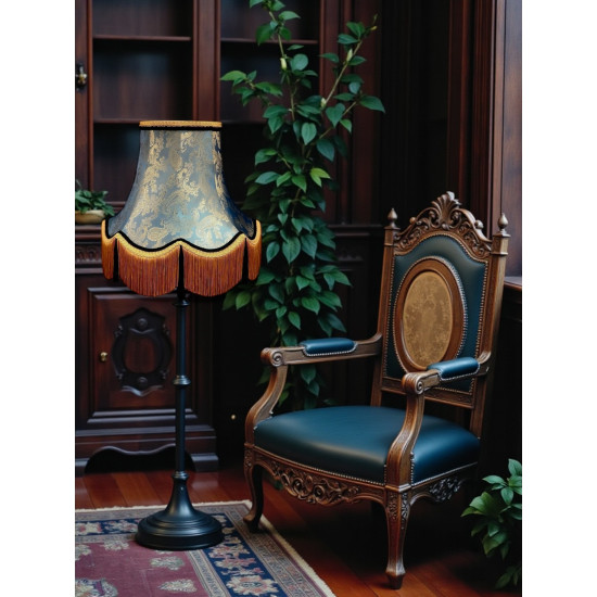 Paisley Jacquard Aqua Blue and Black Lampshade