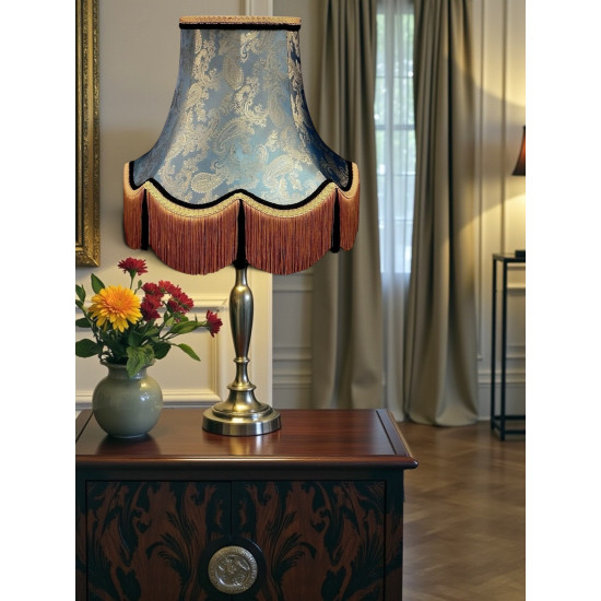 Paisley Jacquard Aqua Blue and Black Lampshade