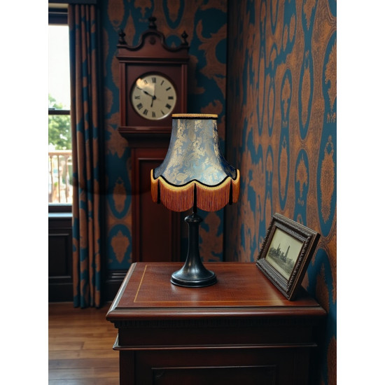 Paisley Jacquard Aqua Blue and Black Lampshade