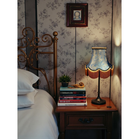 Paisley Jacquard Aqua Blue and Black Lampshade