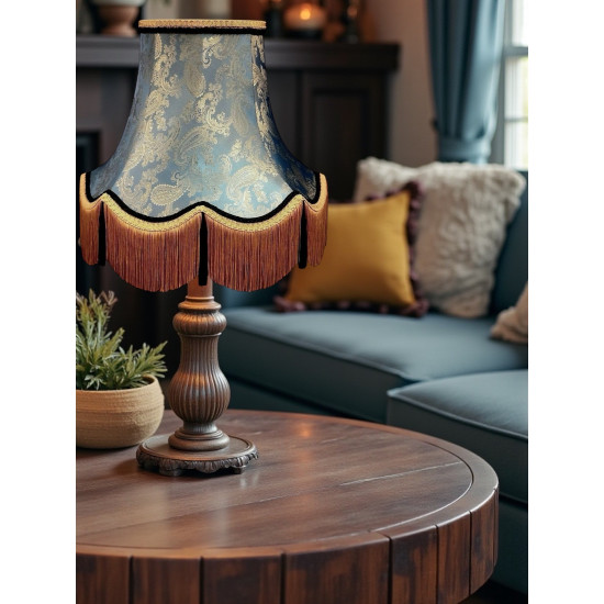 Paisley Jacquard Aqua Blue and Black Lampshade