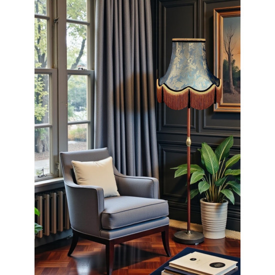 Paisley Jacquard Aqua Blue and Black Lampshade