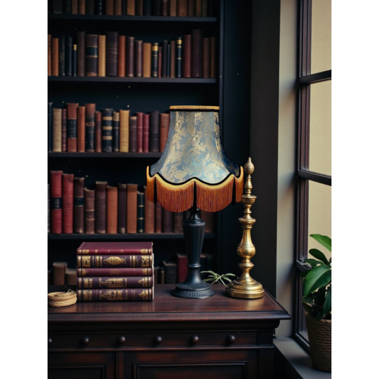 Paisley Jacquard Aqua Blue and Black Lampshade