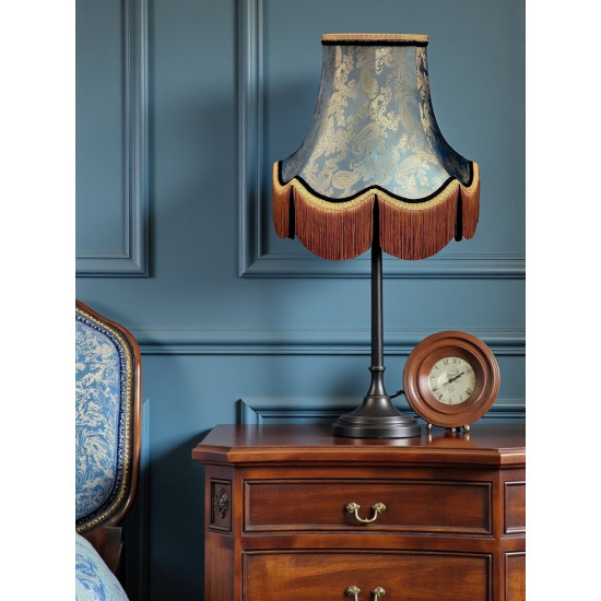 Paisley Jacquard Aqua Blue and Black Lampshade