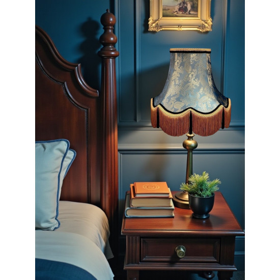 Paisley Jacquard Aqua Blue and Black Lampshade