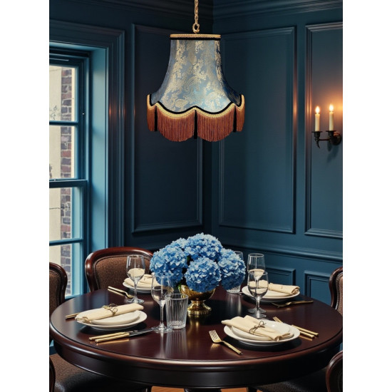 Paisley Jacquard Aqua Blue and Black Lampshade