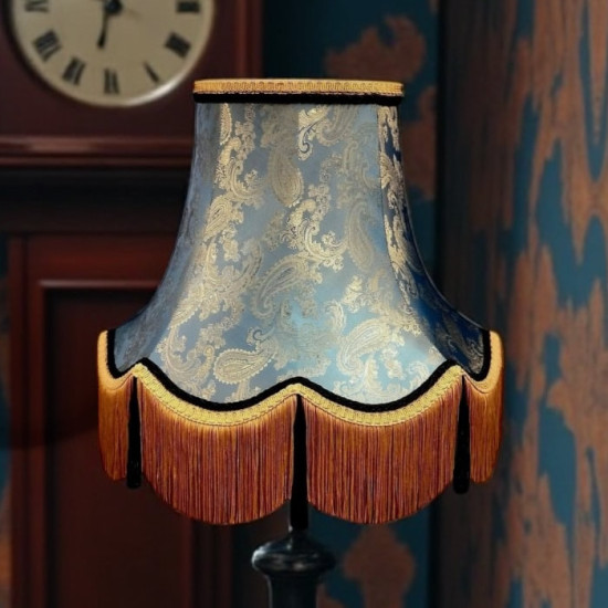 Paisley Jacquard Aqua Blue and Black Lampshade
