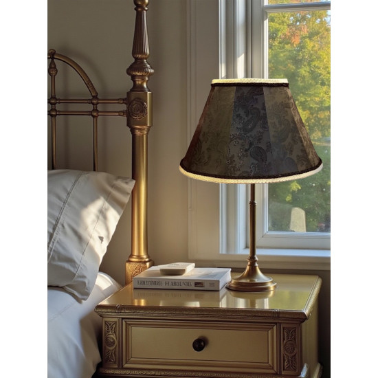 Paisley Jacquard Black and Gold Fabric Tapered Empire Lampshade