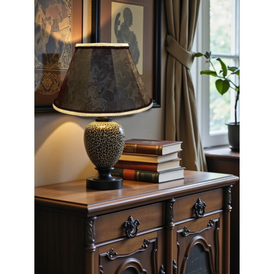 Paisley Jacquard Black and Gold Fabric Tapered Empire Lampshade