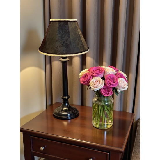 Paisley Jacquard Black and Gold Fabric Tapered Empire Lampshade