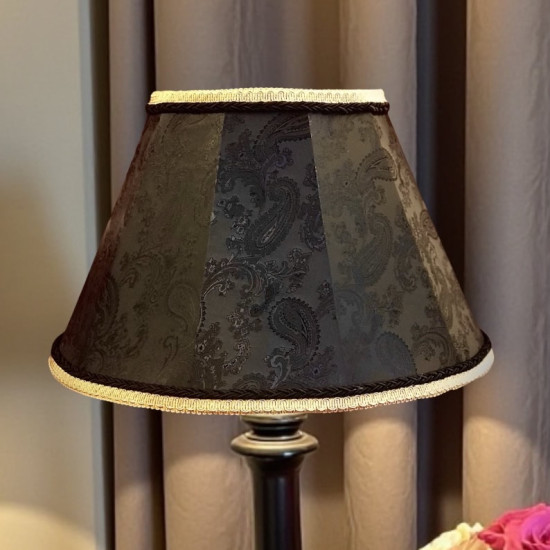 Paisley Jacquard Black and Gold Fabric Tapered Empire Lampshade