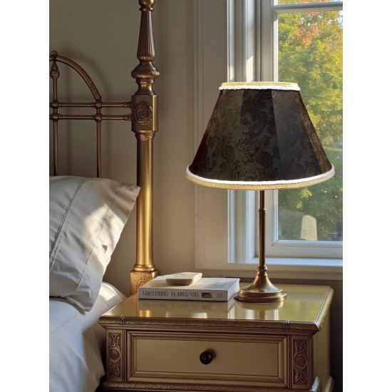 Paisley Jacquard Black and Cream Fabric Tapered Empire Lampshade