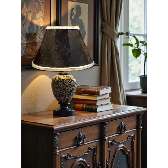 Paisley Jacquard Black and Cream Fabric Tapered Empire Lampshade