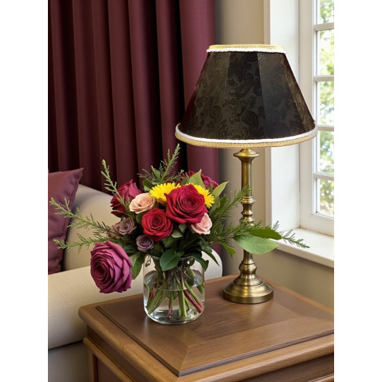 Paisley Jacquard Black and Cream Fabric Tapered Empire Lampshade