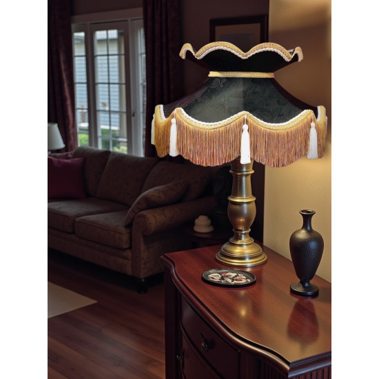 Paisley Jacquard Black Cream and Gold Victorian Lampshade