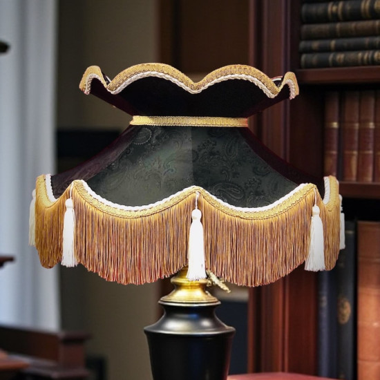 Paisley Jacquard Black Cream and Gold Victorian Lampshade