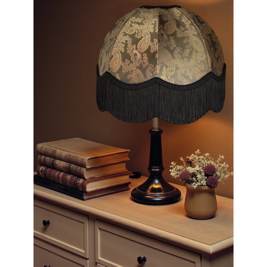 Paisley Jacquard Dark Bronze and Black Dome Lampshade