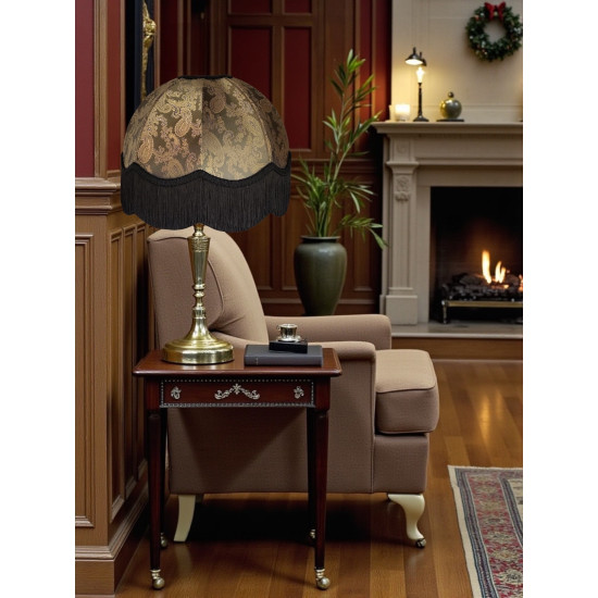 Paisley Jacquard Dark Bronze and Black Dome Lampshade
