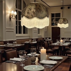 Paisley Jacquard Dark Bronze and Cream Dome Lampshade