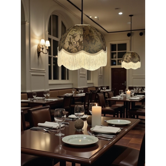Paisley Jacquard Dark Bronze and Cream Dome Lampshade