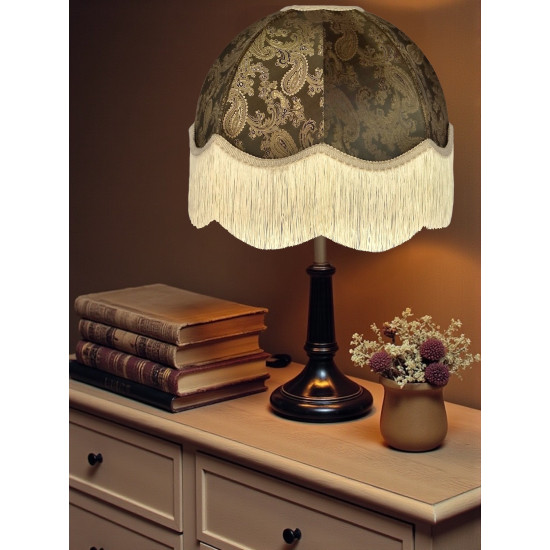 Paisley Jacquard Dark Bronze and Cream Dome Lampshade