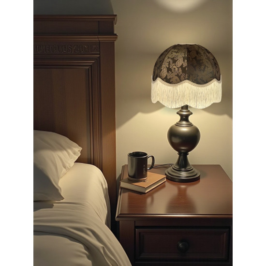 Paisley Jacquard Dark Bronze and Cream Dome Lampshade