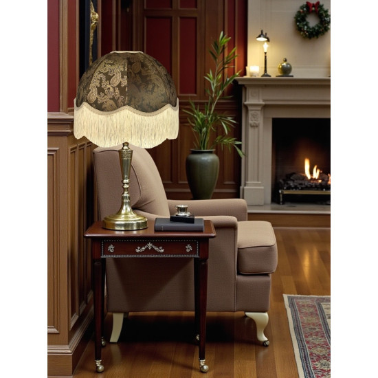 Paisley Jacquard Dark Bronze and Cream Dome Lampshade