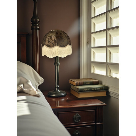 Paisley Jacquard Dark Bronze and Cream Dome Lampshade