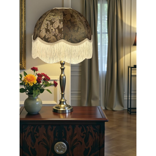 Paisley Jacquard Dark Bronze and Cream Dome Lampshade