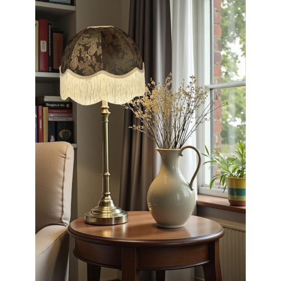 Paisley Jacquard Dark Bronze and Cream Dome Lampshade