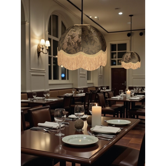 Paisley Jacquard Dark Bronze and Gold Dome Lampshade