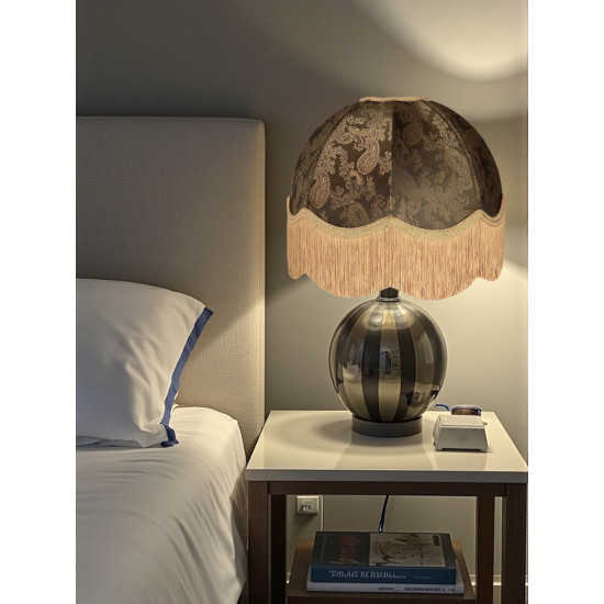 Paisley Jacquard Dark Bronze and Gold Dome Lampshade