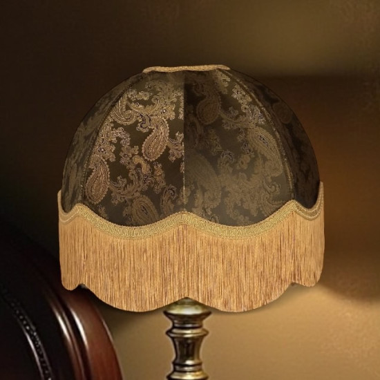 Paisley Jacquard Dark Bronze and Gold Dome Lampshade