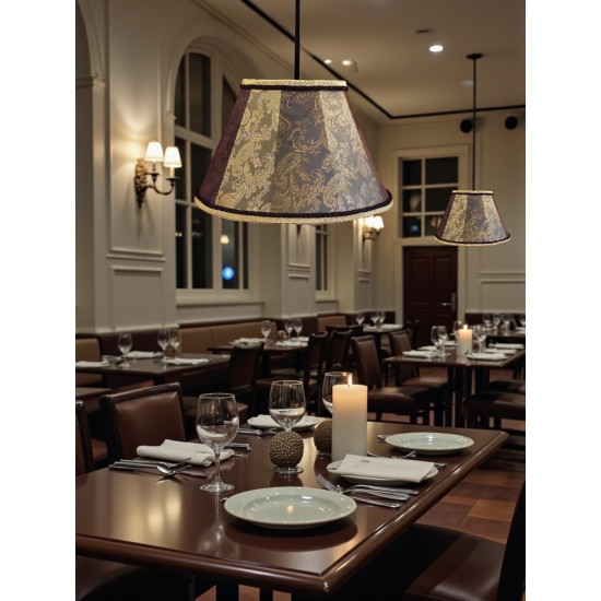 Paisley Jacquard Dark Bronze and Black Fabric Tapered Empire Lampshade