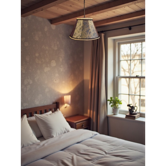 Paisley Jacquard Dark Bronze and Black Fabric Tapered Empire Lampshade