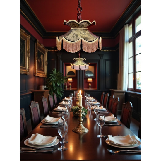 Paisley Jacquard Dark Bronze and Black Victorian Lampshade