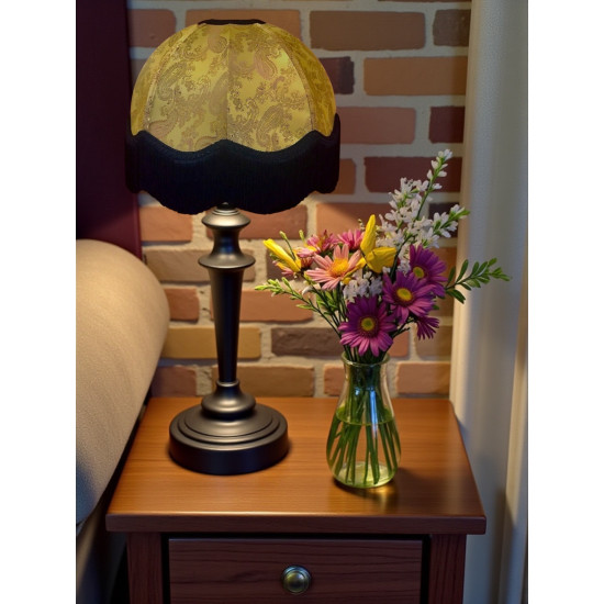 Paisley Jacquard Gold and Black Dome Lampshade