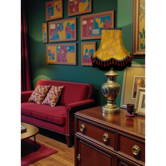 Paisley Jacquard Gold and Burgundy Lampshade