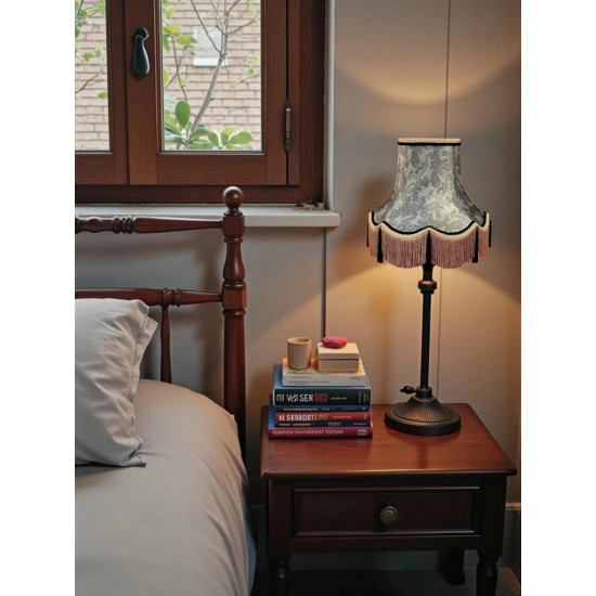 Paisley Jacquard Grey and Black Lampshade