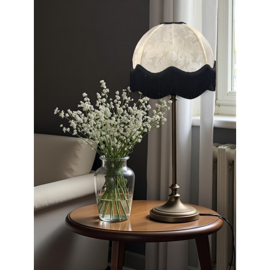 Paisley Jacquard Ivory Black Dome Lampshade