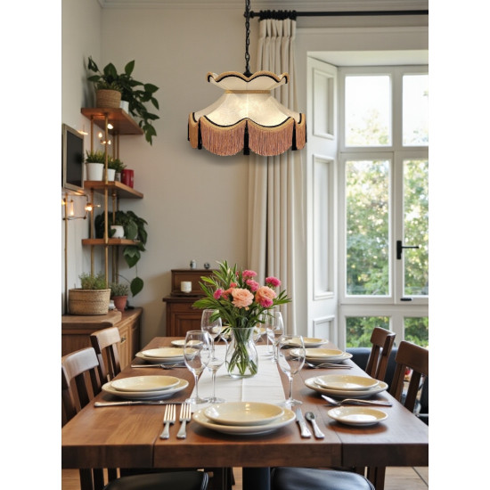 Paisley Jacquard Ivory and Black Victorian Lampshade