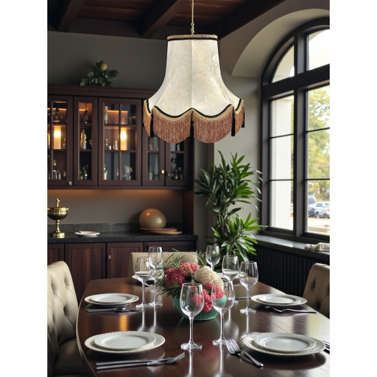 Paisley Jacquard Ivory and Black Lampshade