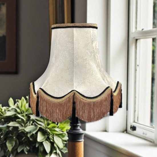 Paisley Jacquard Ivory and Black Lampshade