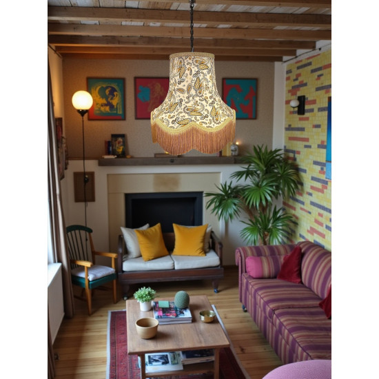 Paisley Print Beige and Gold Lampshade