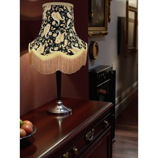 Paisley Print Black and Gold Fringe Lampshade