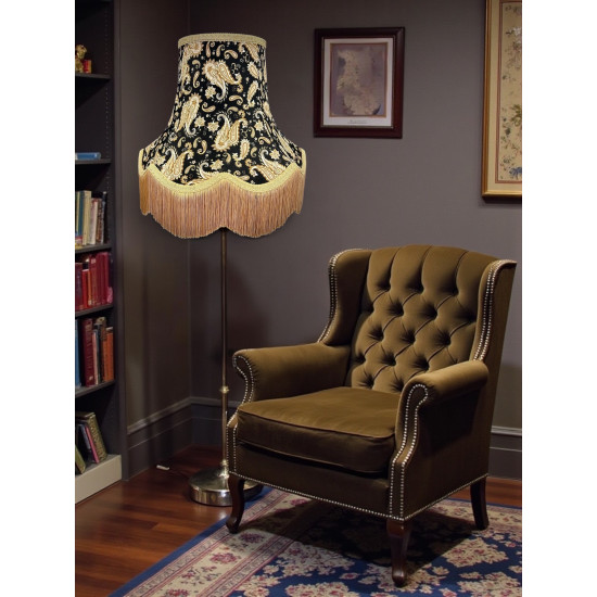 Paisley Print Black and Gold Fringe Lampshade