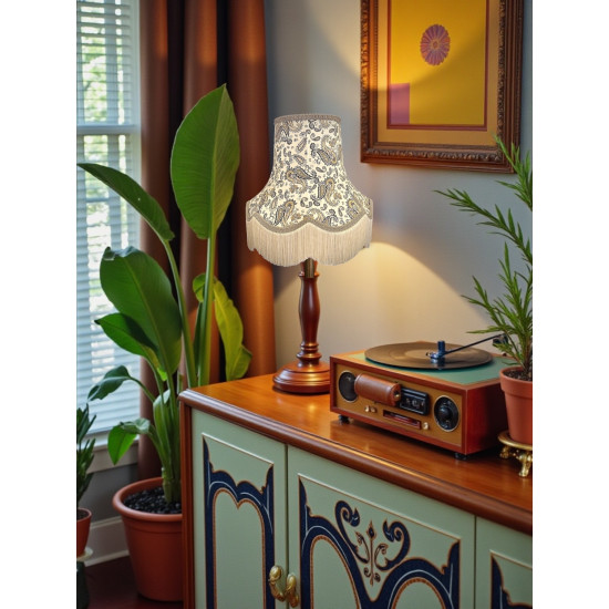 Paisley Print Ivory and Grey Lampshade