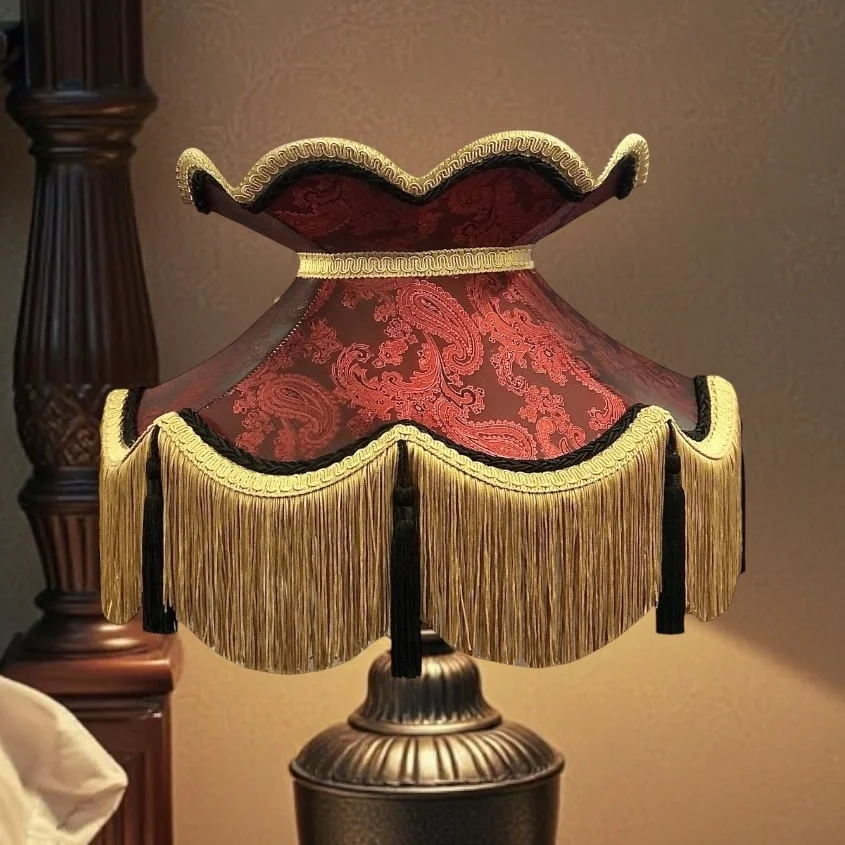 19th Victorian Red Work Layover Sham 朝 Westminster Cope in Cream 'Gothic' with Sarum Red 'Holbein